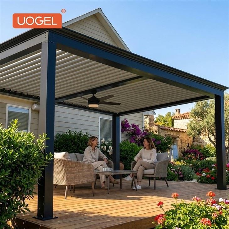 26.6.1-Garden Luxury Aluminum Pergola with Fans-1